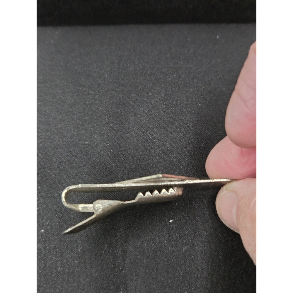 Plafina Stamped Sterling Silver Tie Clasp Scroll Pattern With Aztec Symbol - Picture 8 of 9